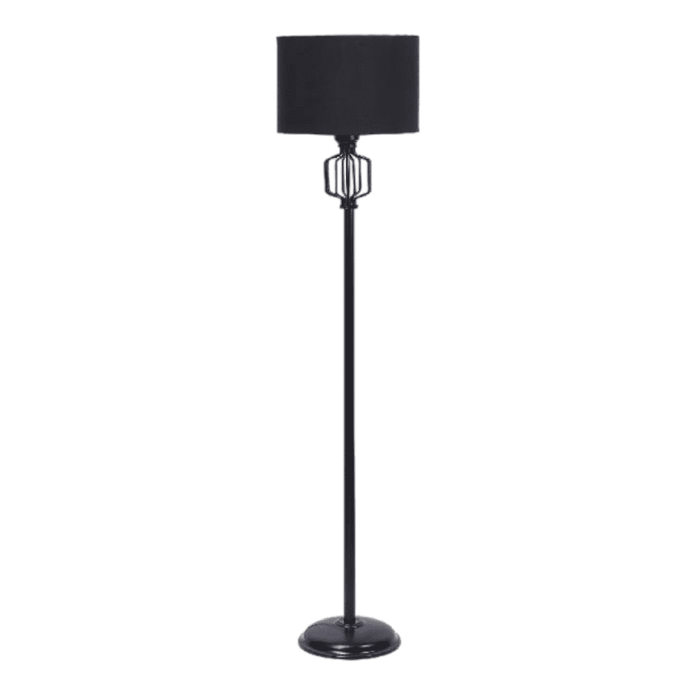 Summer Black Fabric Floor Lamp with Black Iron Base