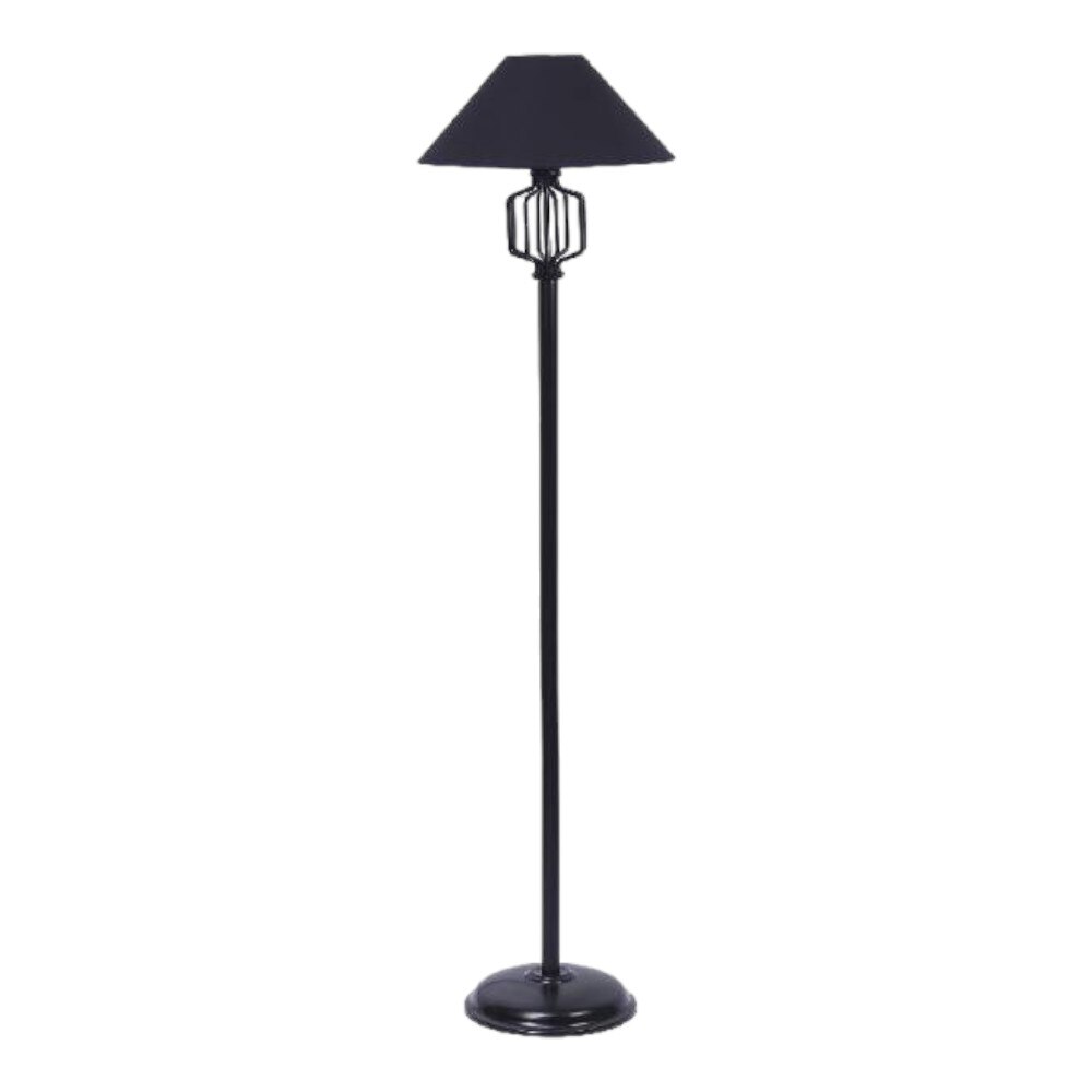 Jay Black Fabric Floor Lamp with Black Iron Base