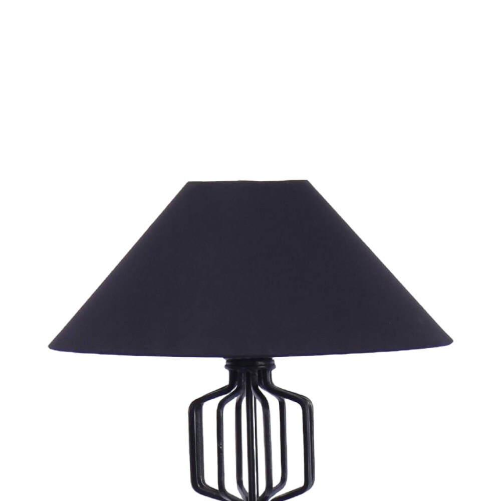 Jay Black Fabric Floor Lamp with Black Iron Base