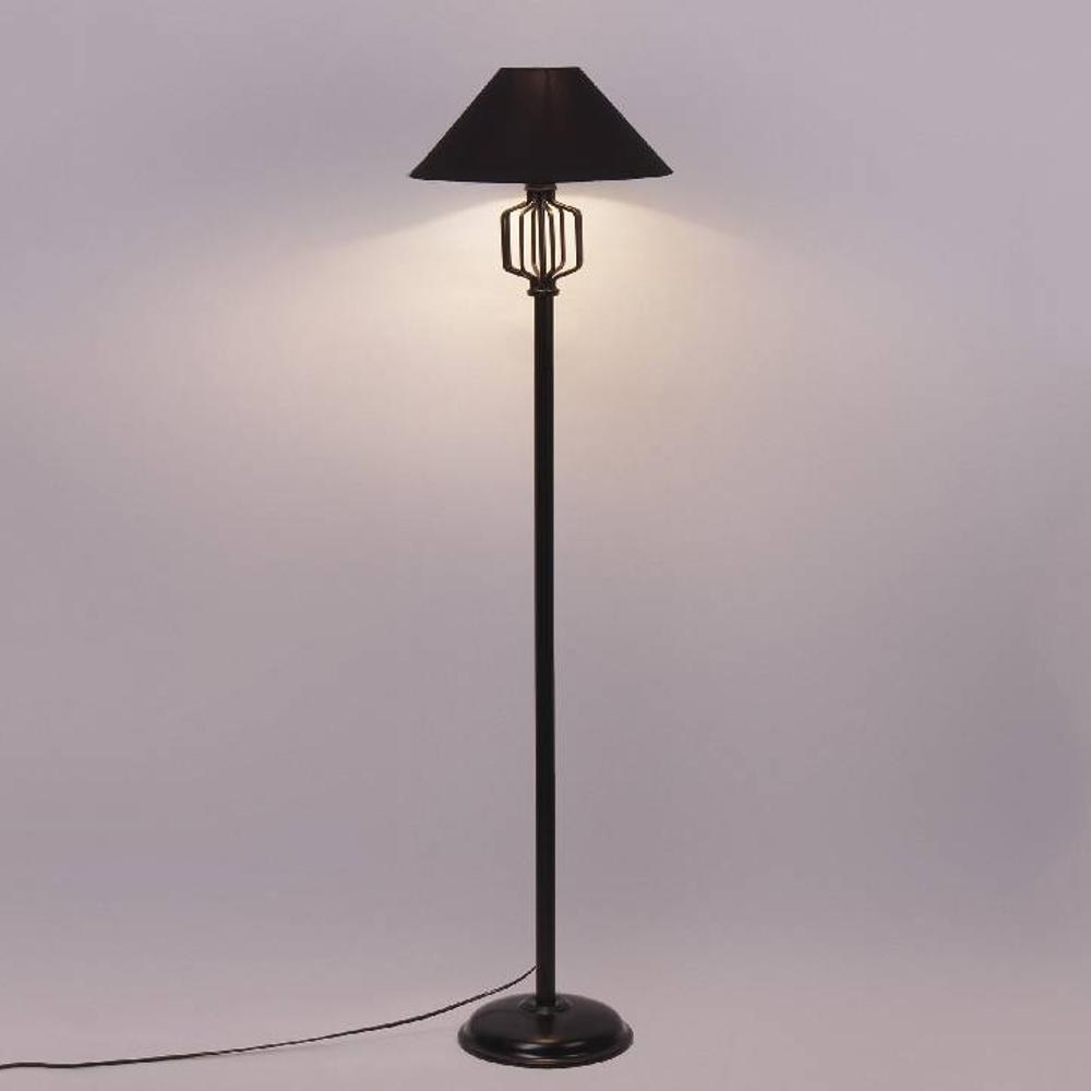 Jay Black Fabric Floor Lamp with Black Iron Base