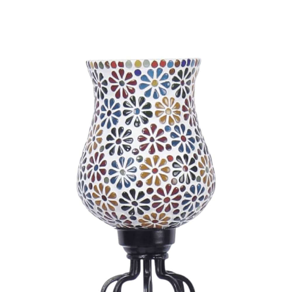 Lana Multicolour Glass Floor Lamp with Black Iron Base
