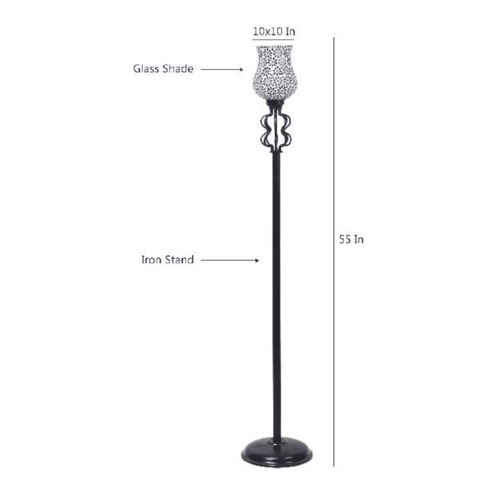 Lana Multicolour Glass Floor Lamp with Black Iron Base