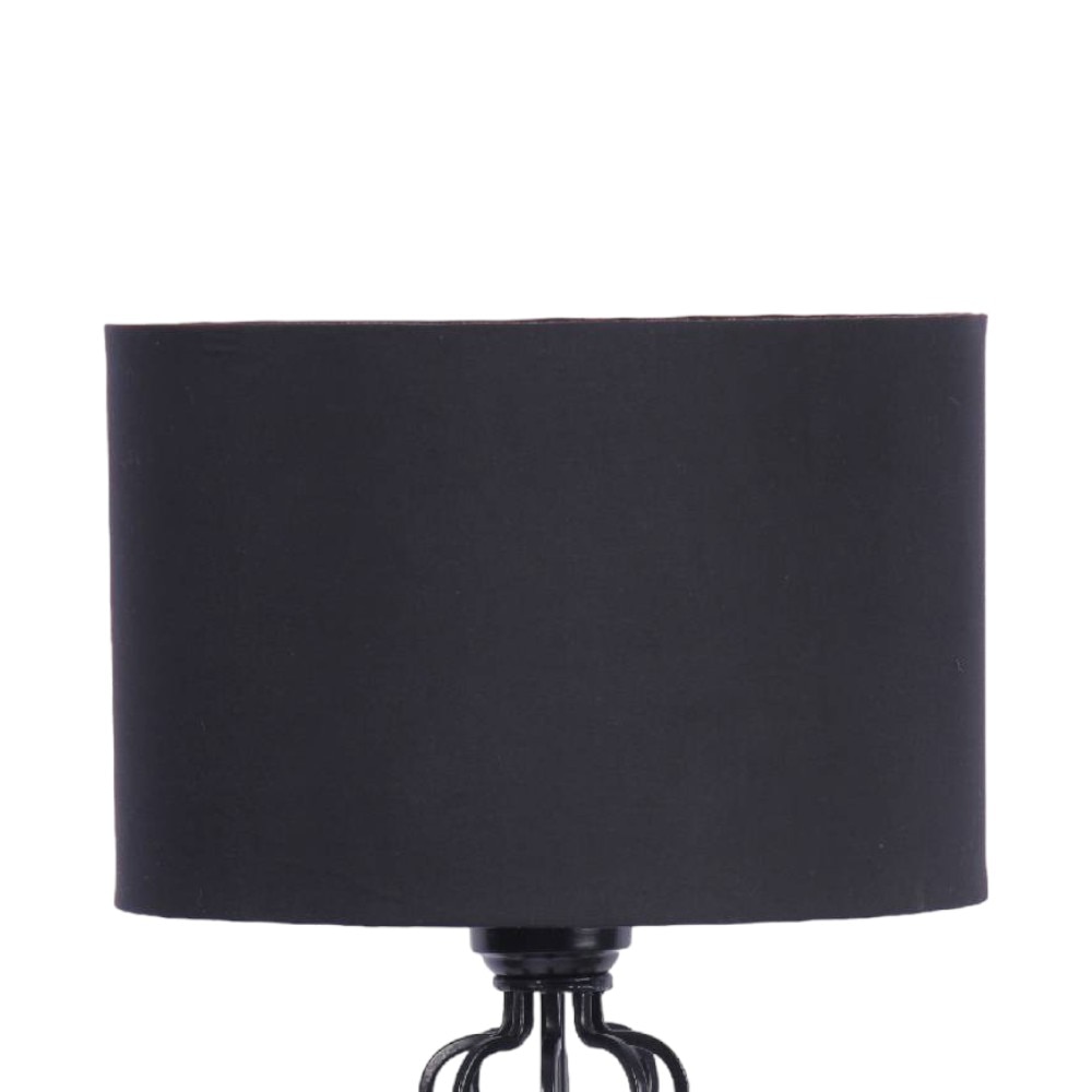 Sierra Black Fabric Floor Lamp with Black Iron Base