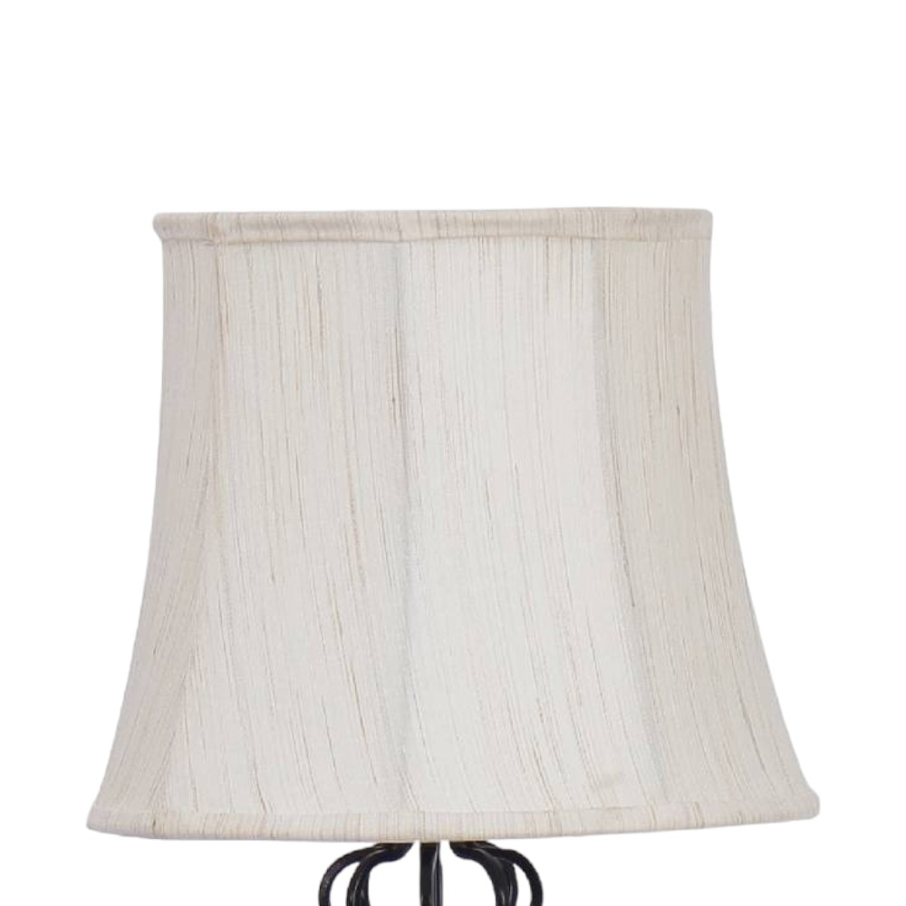Meadow Off White Fabric Floor Lamp with Black Iron Base