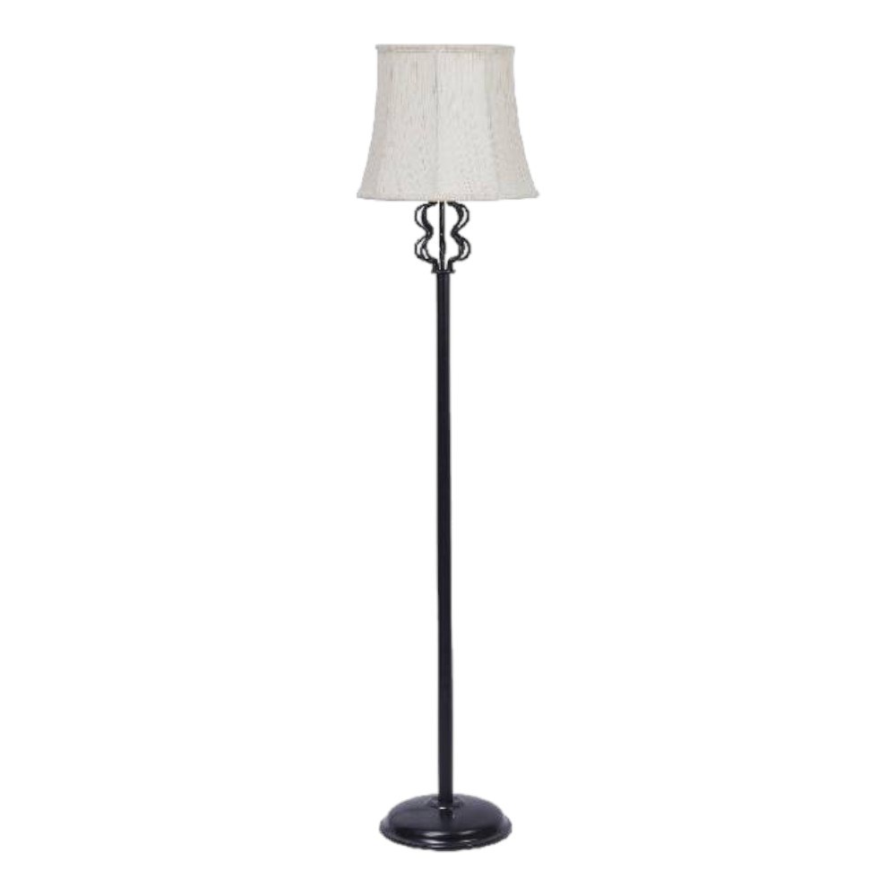 Meadow Off White Fabric Floor Lamp with Black Iron Base