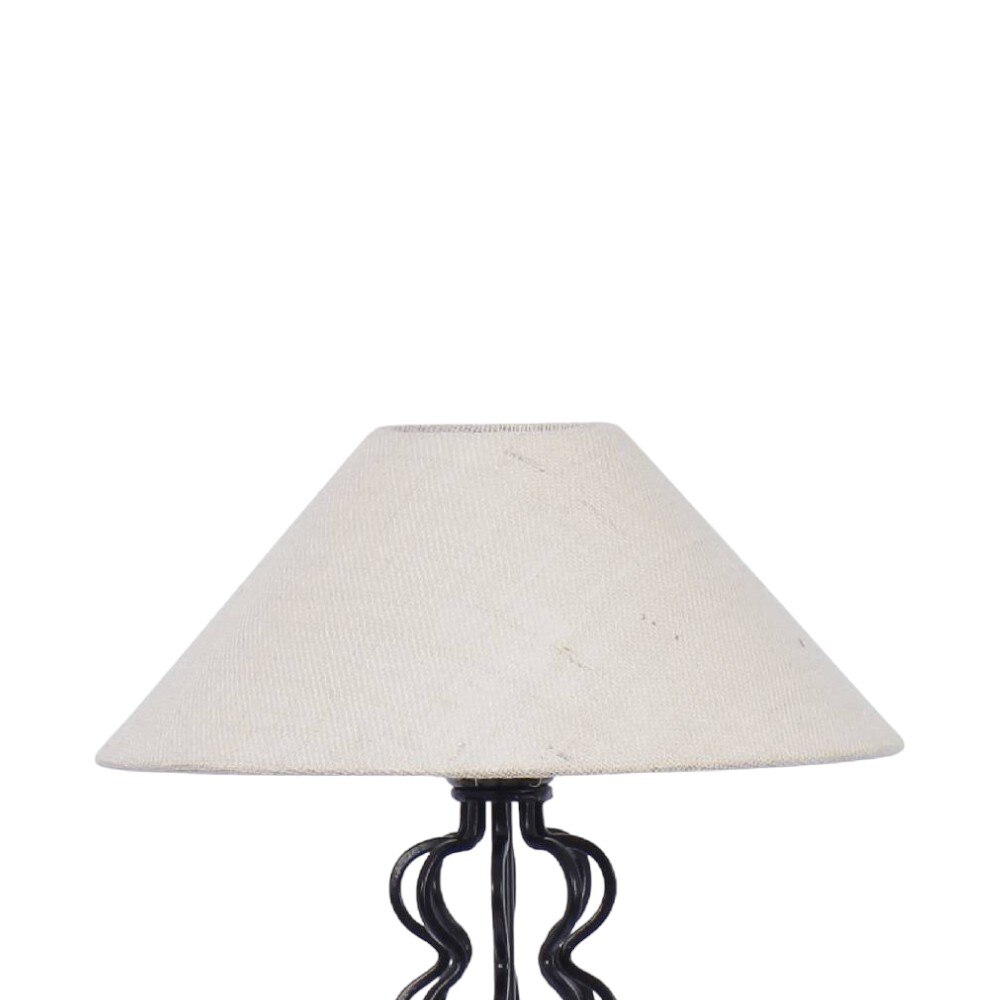 Ford White Natural Fiber Floor Lamp with Black Iron Base