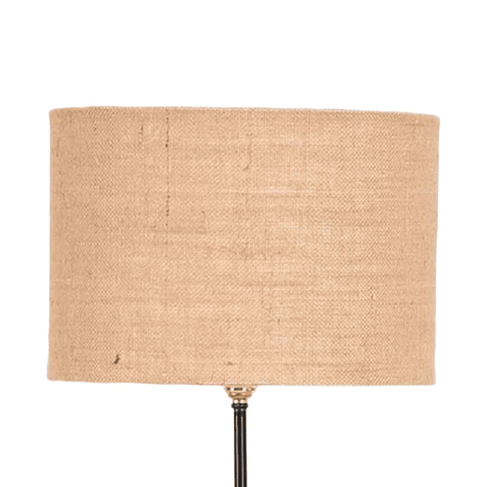 Amethyst Beige Natural Fiber Floor Lamp with Black Iron Base