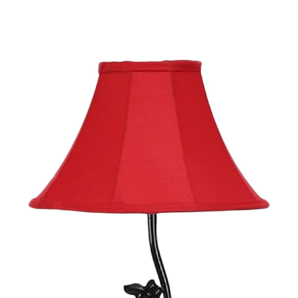 Desmond Red Fabric Floor Lamp with Black Iron Base