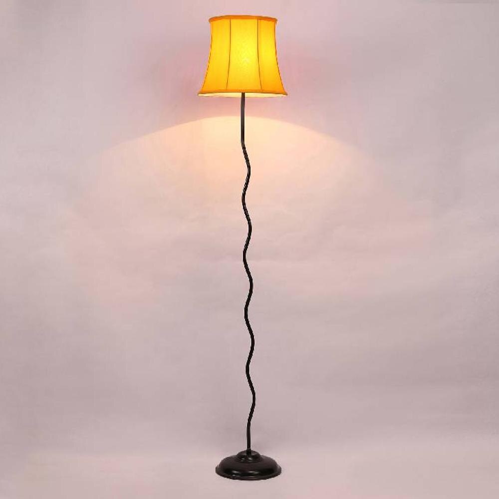 Houston Yellow Fabric Floor Lamp with Black Iron Base