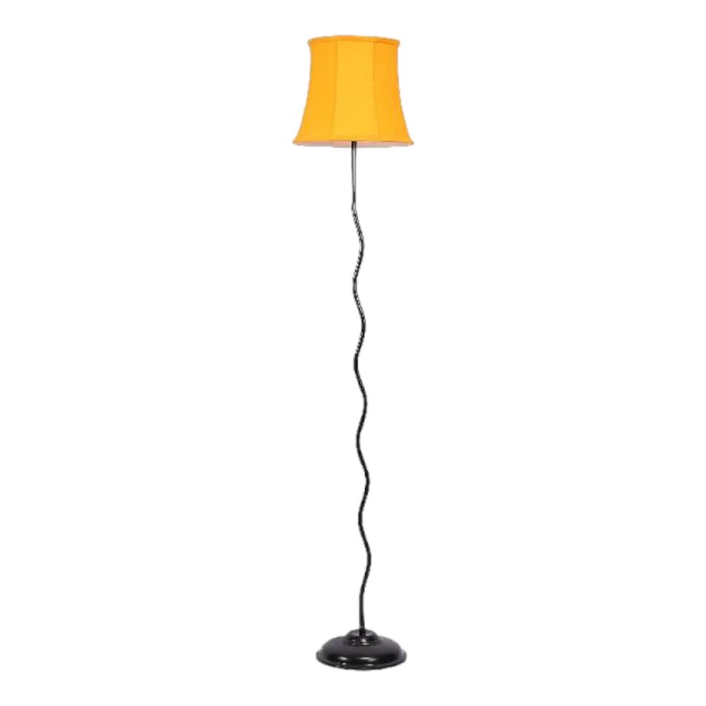 Houston Yellow Fabric Floor Lamp with Black Iron Base