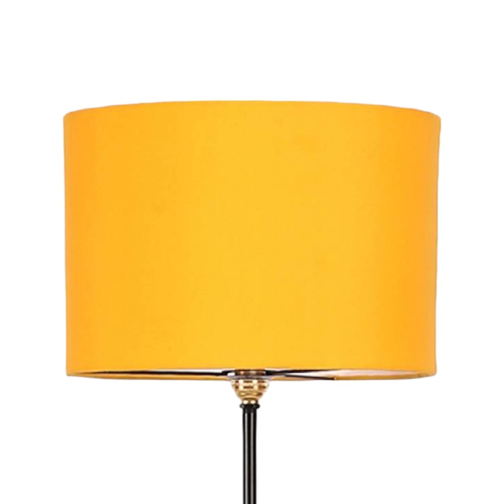 Melvin Yellow Fabric Floor Lamp with Black Iron Base