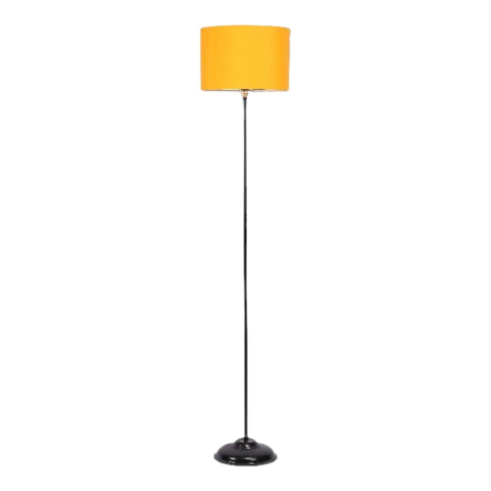 Melvin Yellow Fabric Floor Lamp with Black Iron Base