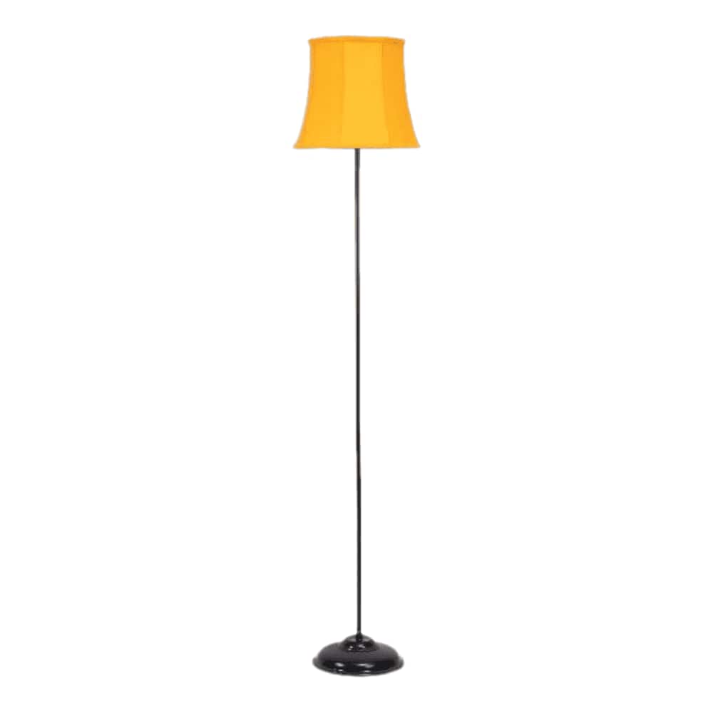 Braydon Yellow Fabric Floor Lamp with Black Iron Base