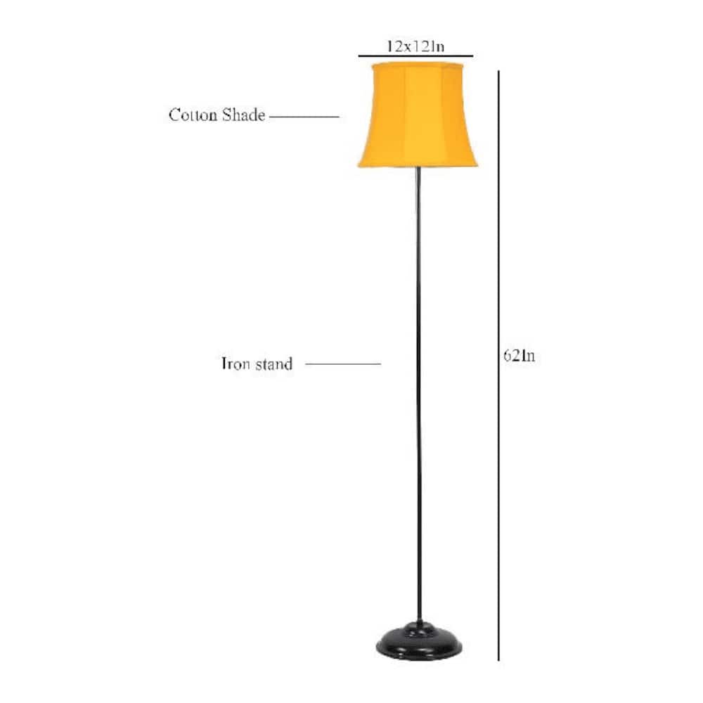 Braydon Yellow Fabric Floor Lamp with Black Iron Base