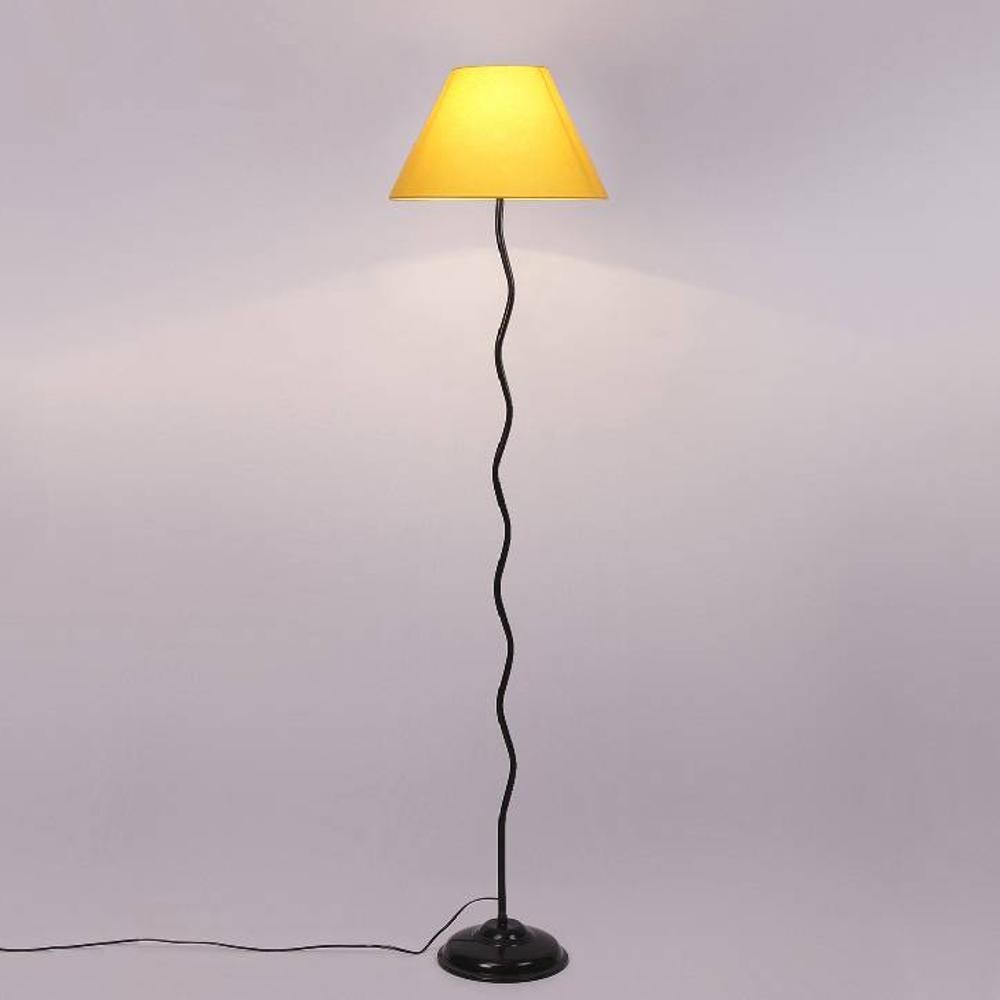 Dingo Yellow Fabric Floor Lamp with Black Iron Base
