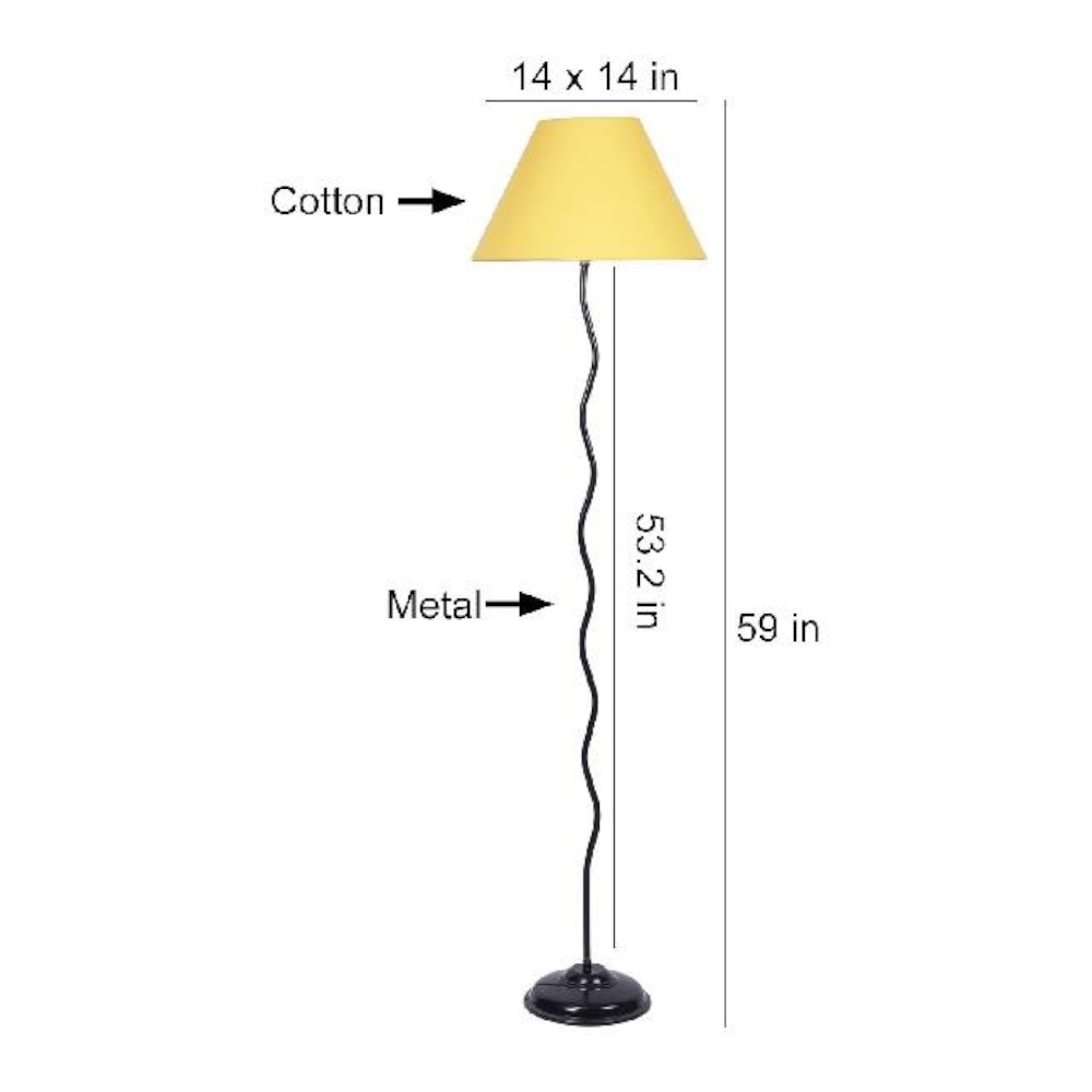 Dingo Yellow Fabric Floor Lamp with Black Iron Base