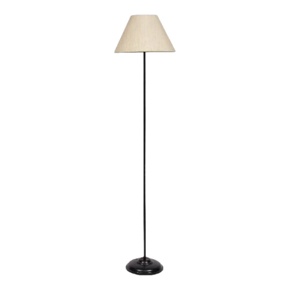 Taniesha Off White Fabric Floor Lamp with Black Iron Base