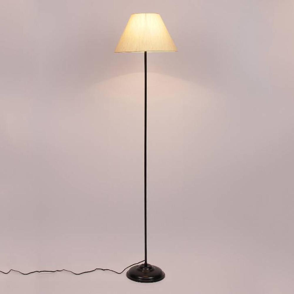 Taniesha Off White Fabric Floor Lamp with Black Iron Base