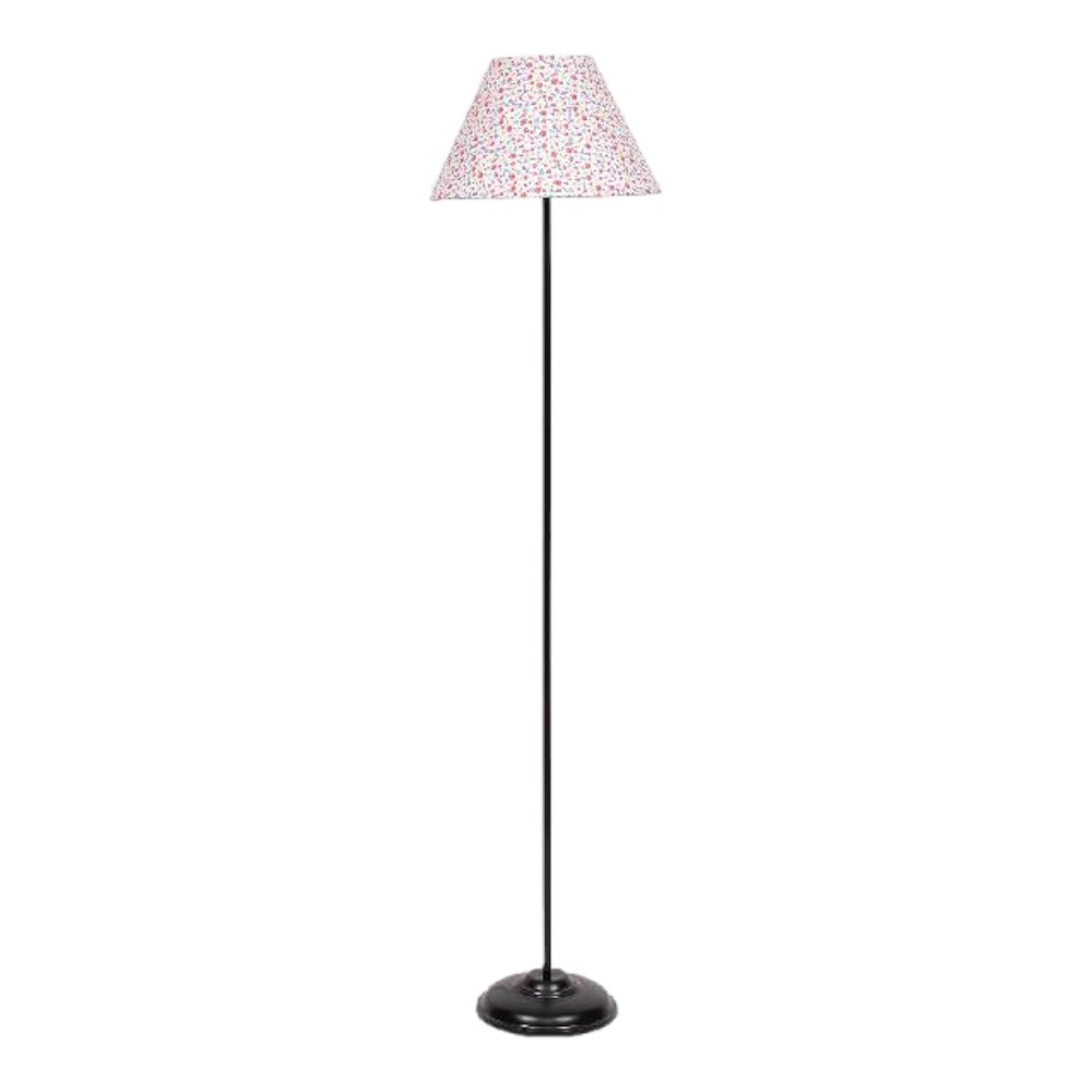 Sonya Multicolour Fabric Floor Lamp with Black Iron Base