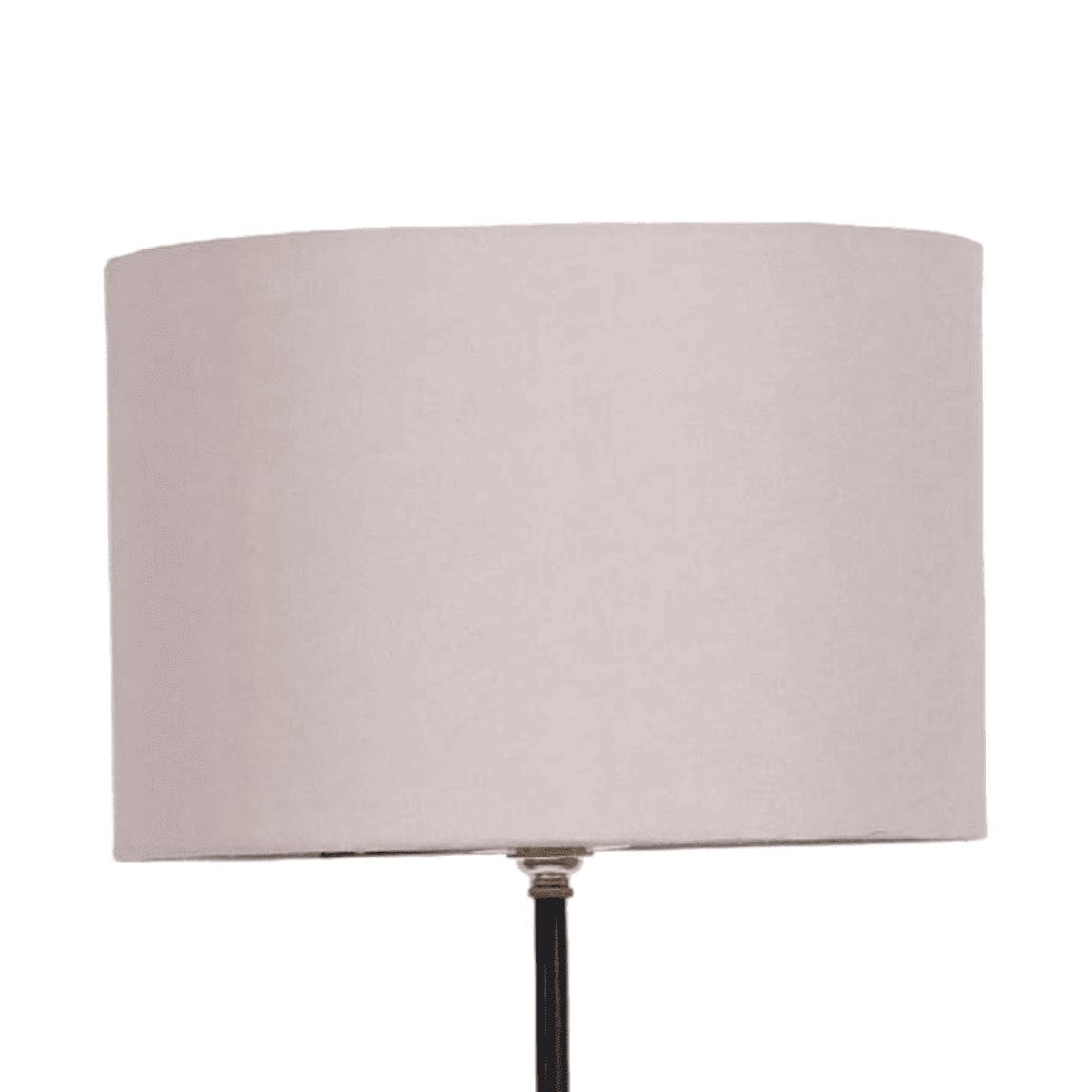 Eleanore Grey Fabric Floor Lamp with Black Iron Base