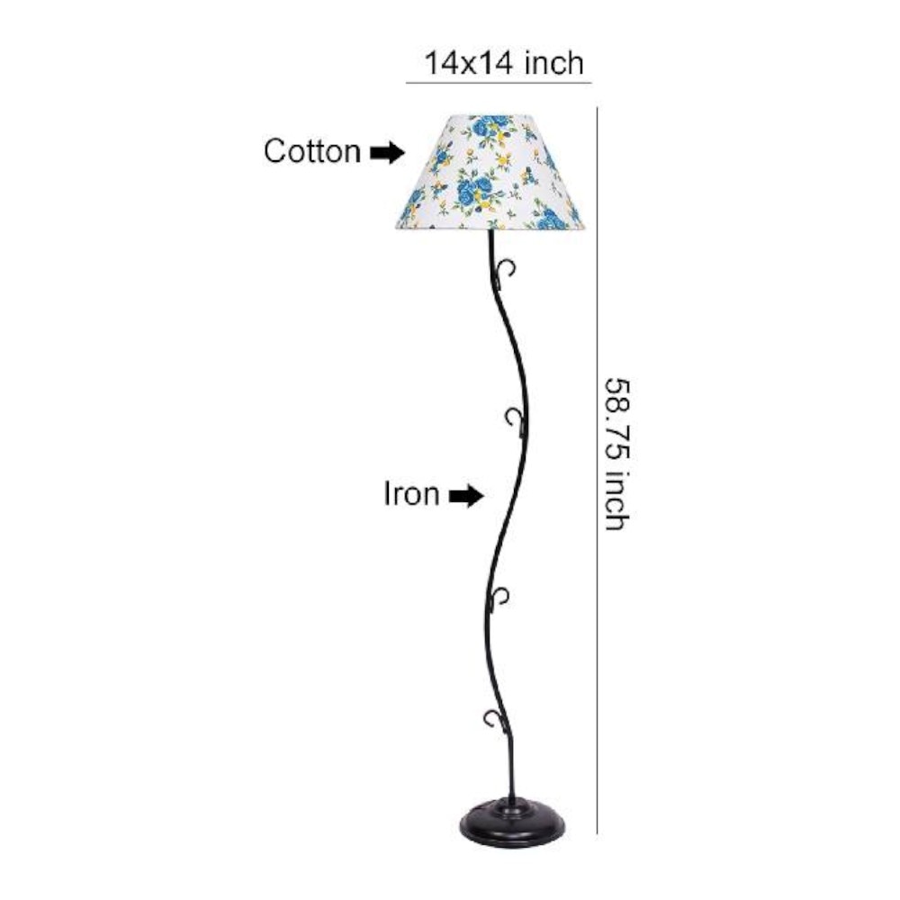 Pesina Multicolour Fabric Floor Lamp with Black Iron Base