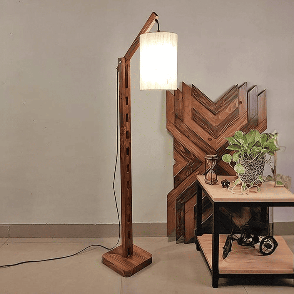Hinge Beige Jute Floor Lamp with Beige Jute Base