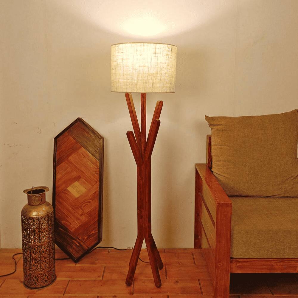 Vrikshya Beige Jute Floor Lamp with Beige Jute Base