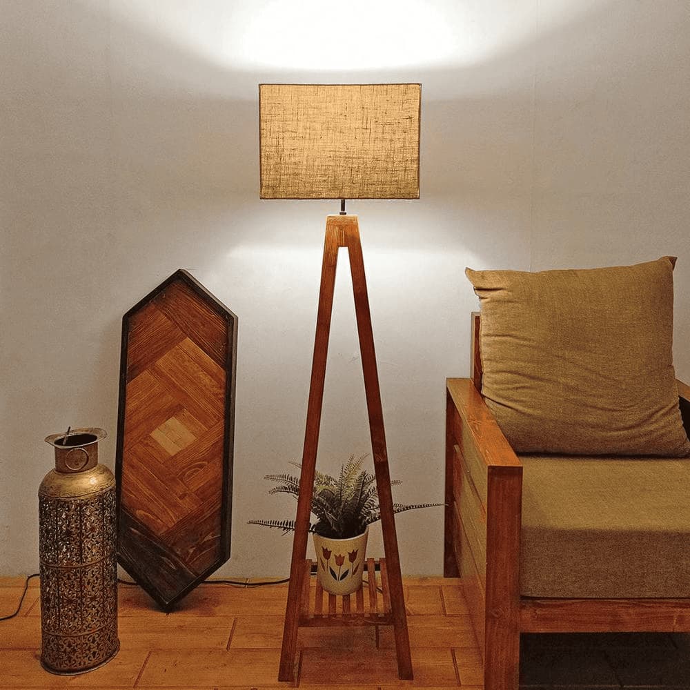 Brielle Beige Jute Floor Lamp with Beige Jute Base