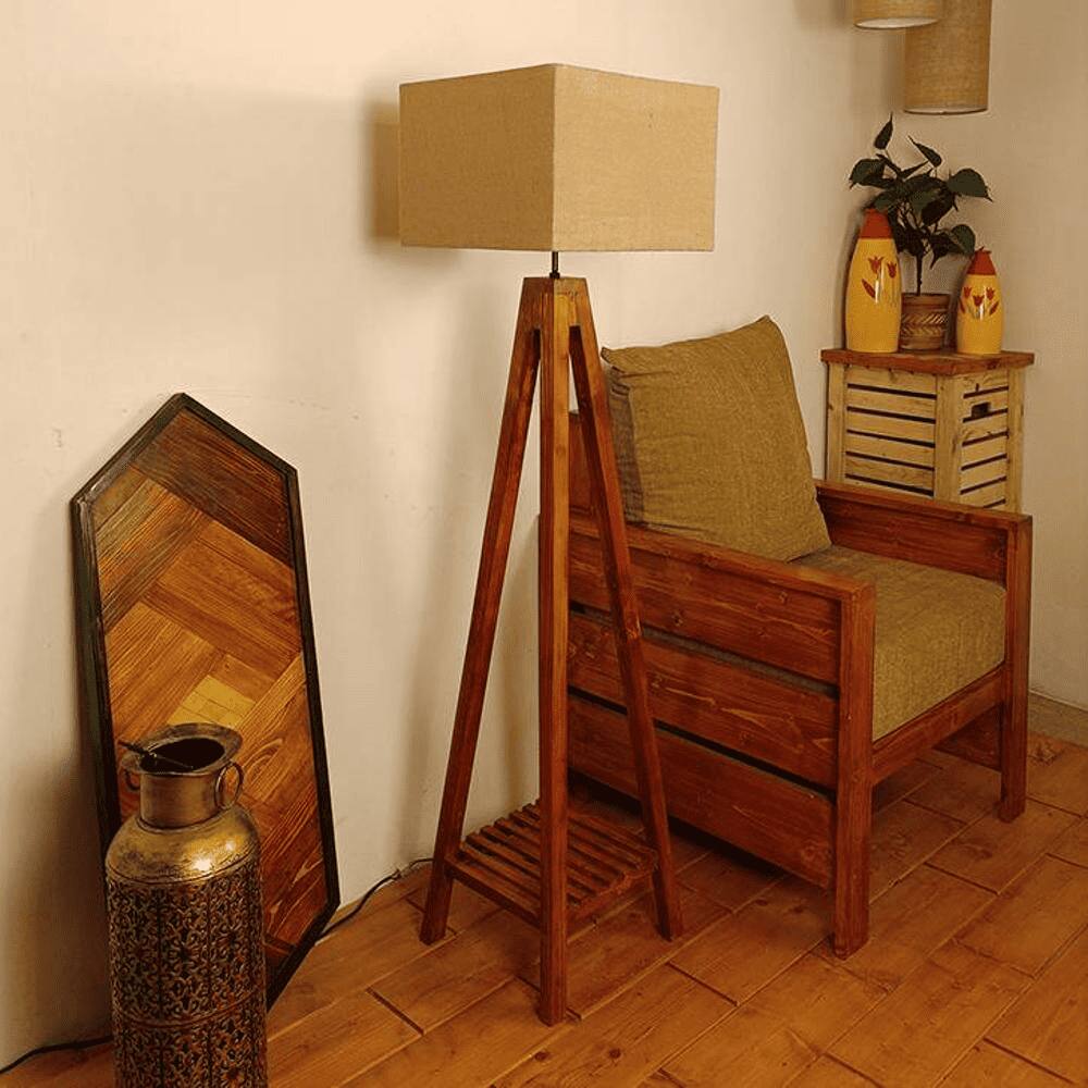 Brielle Beige Jute Floor Lamp with Beige Jute Base