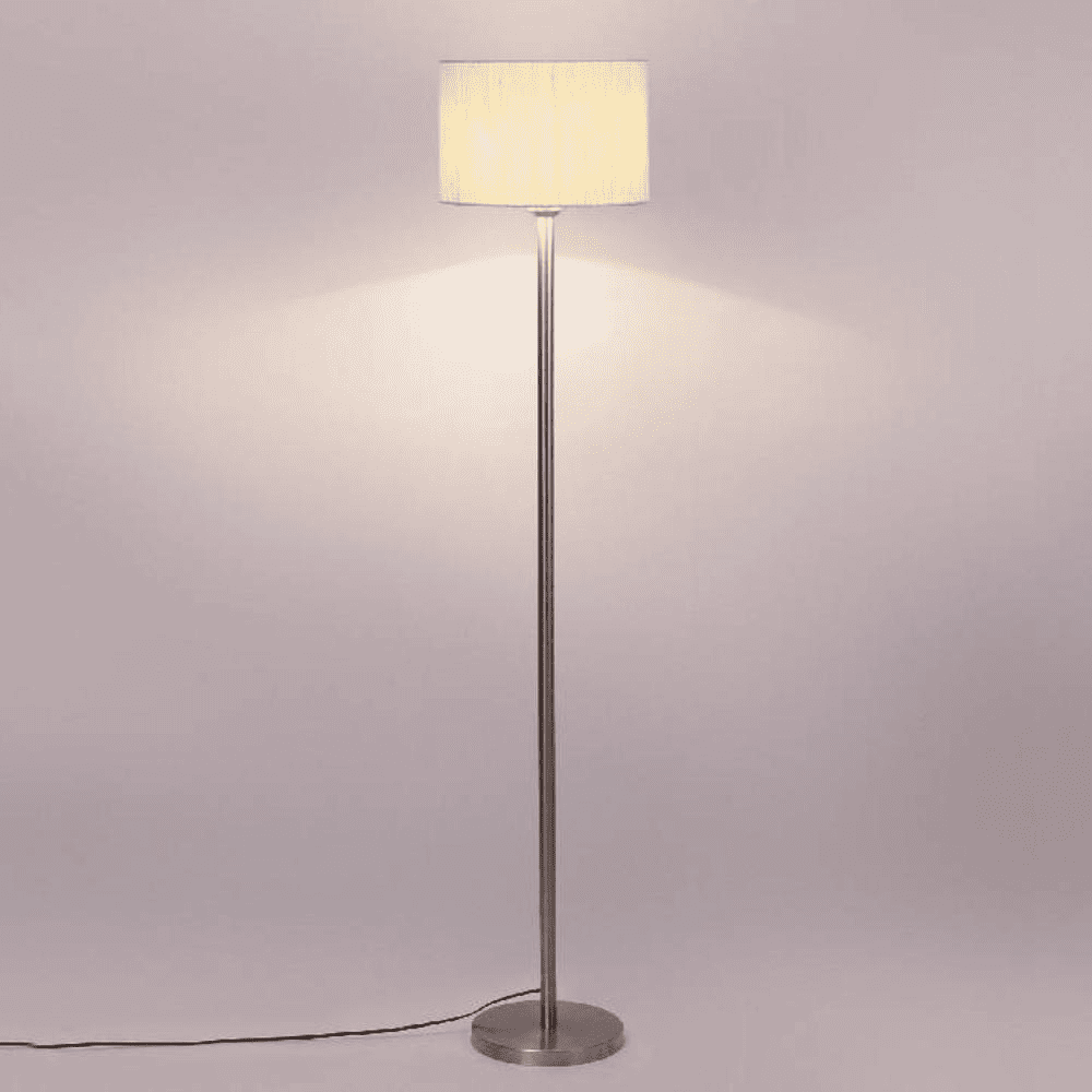 Flora Off White Fabric Floor Lamp with Steel Steel Base