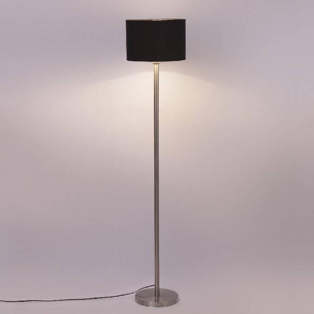 Forest Black Fabric Floor Lamp with Steel Steel Base