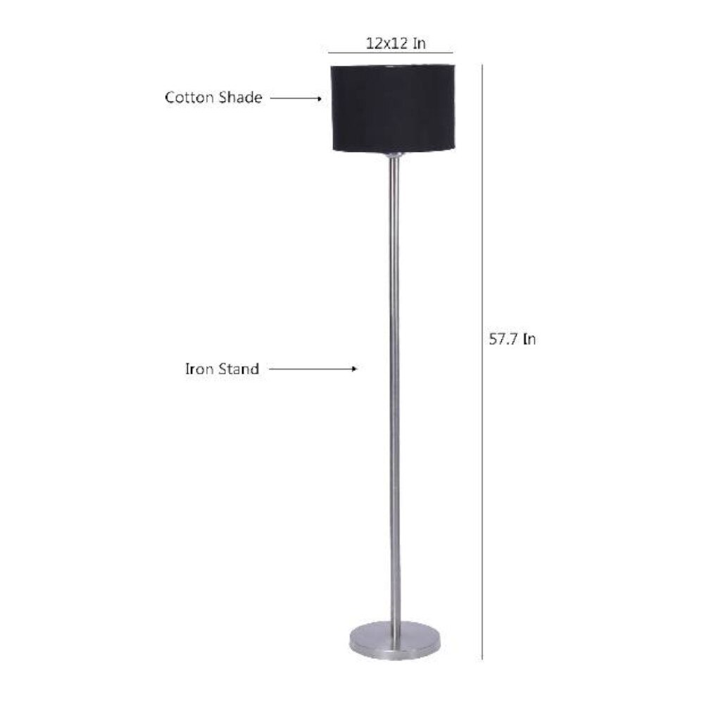 Forest Black Fabric Floor Lamp with Steel Steel Base