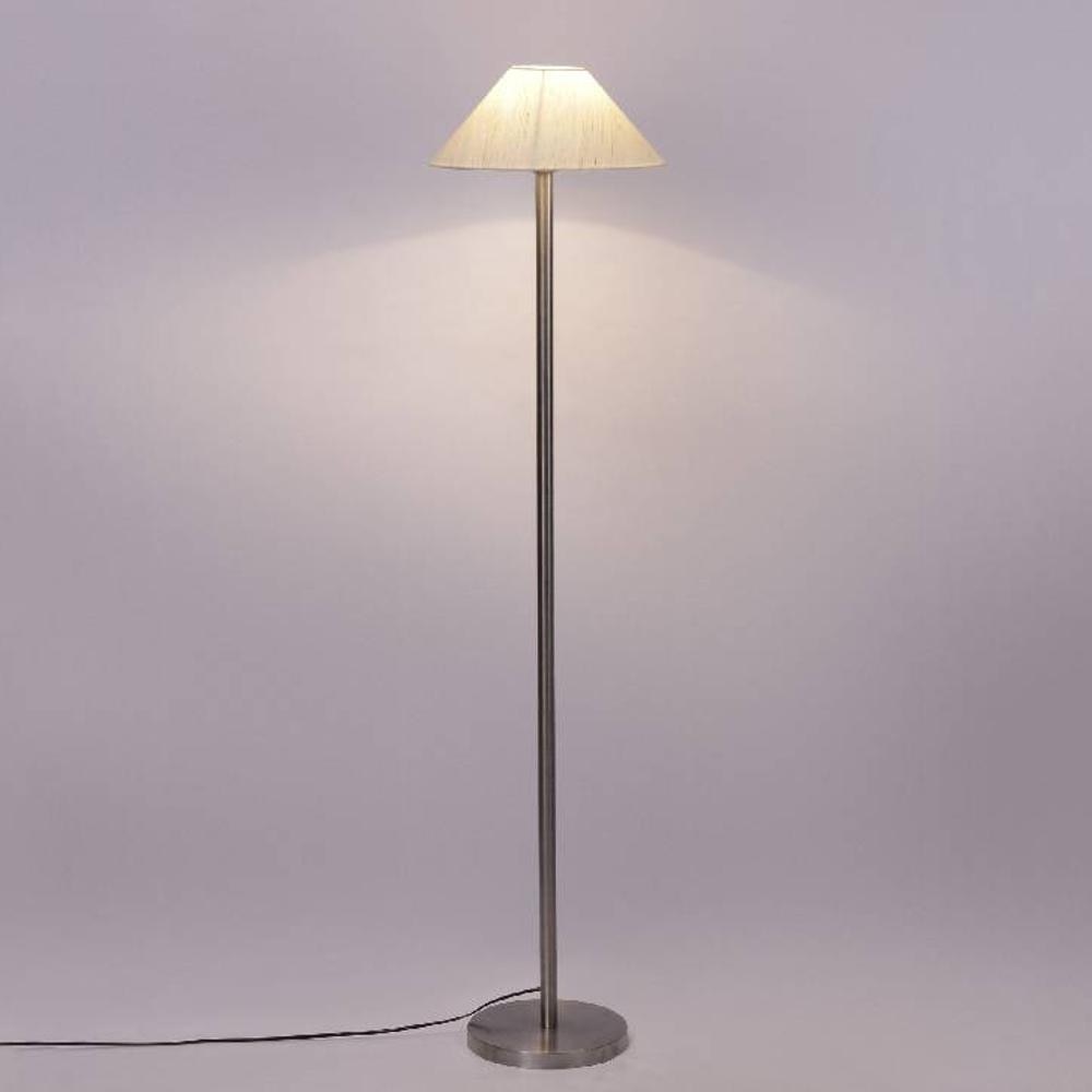 Stone Off White Fabric Floor Lamp with Steel Steel Base