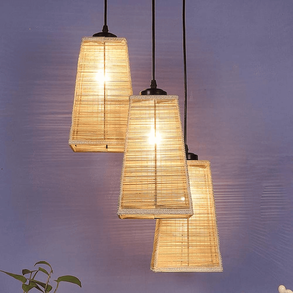 Gage Beige Bamboo Cluster Hanging Light