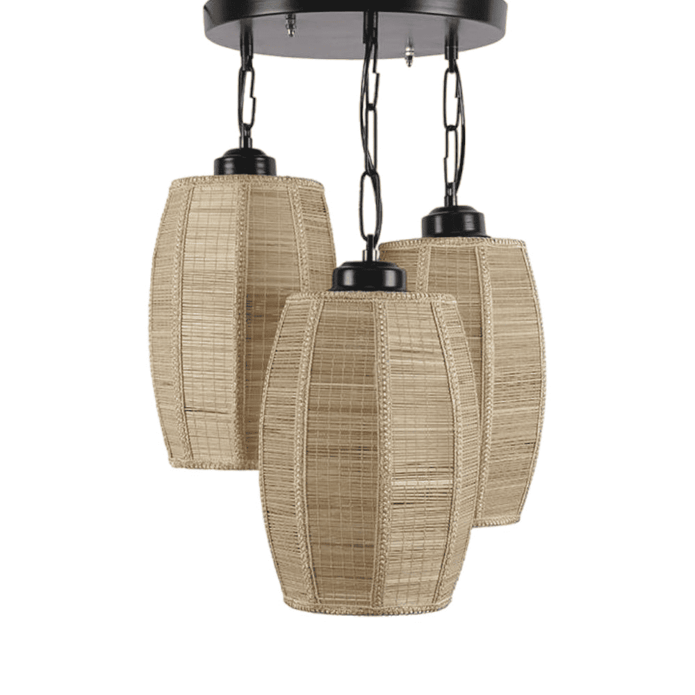 Colby Beige Bamboo Cluster Hanging Light