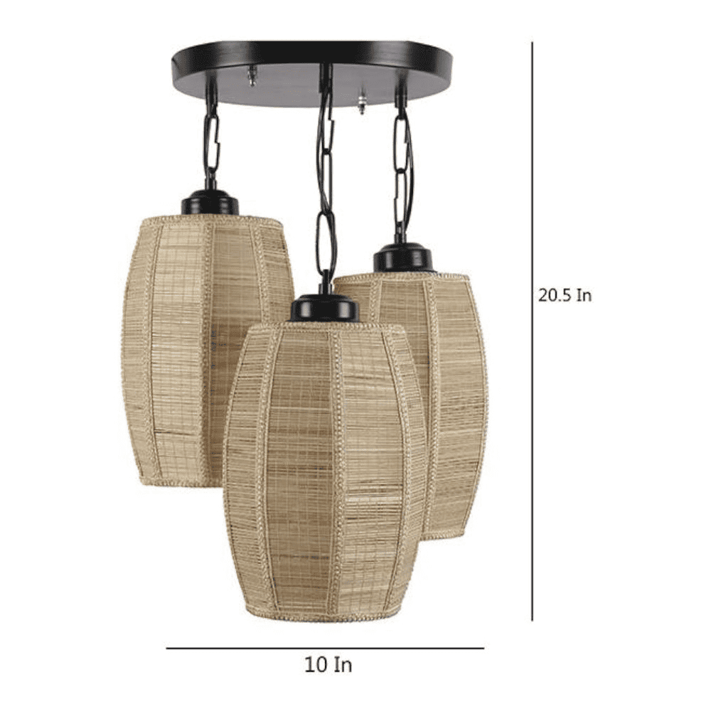 Colby Beige Bamboo Cluster Hanging Light