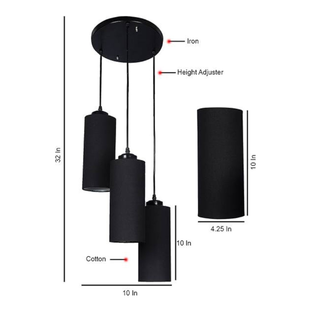Milan Black Fabric Cluster Hanging Light