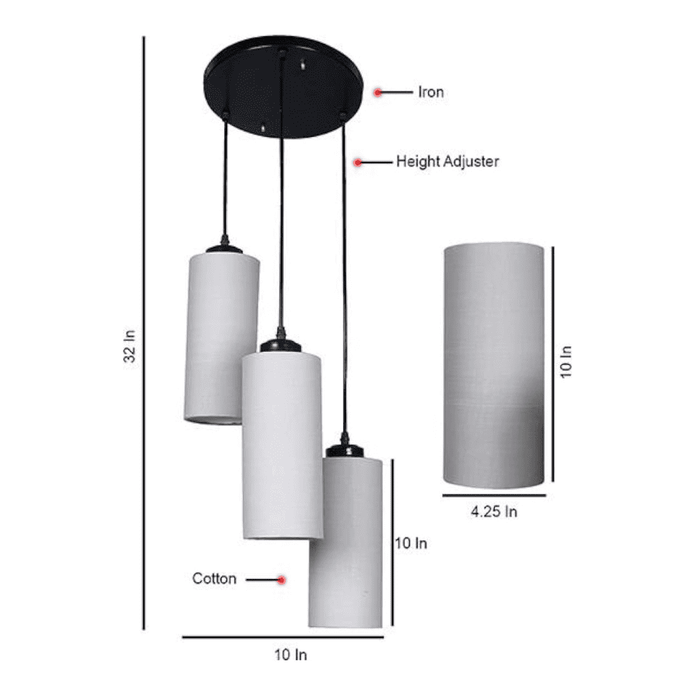 Gregory Grey Fabric Cluster Hanging Light