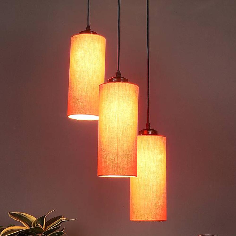 Wilder Orange Fabric Cluster Hanging Light