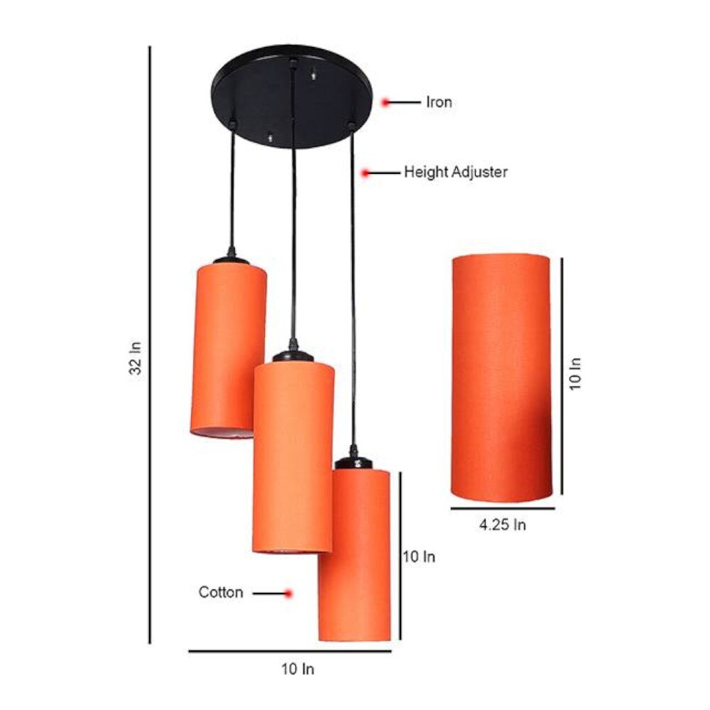 Wilder Orange Fabric Cluster Hanging Light