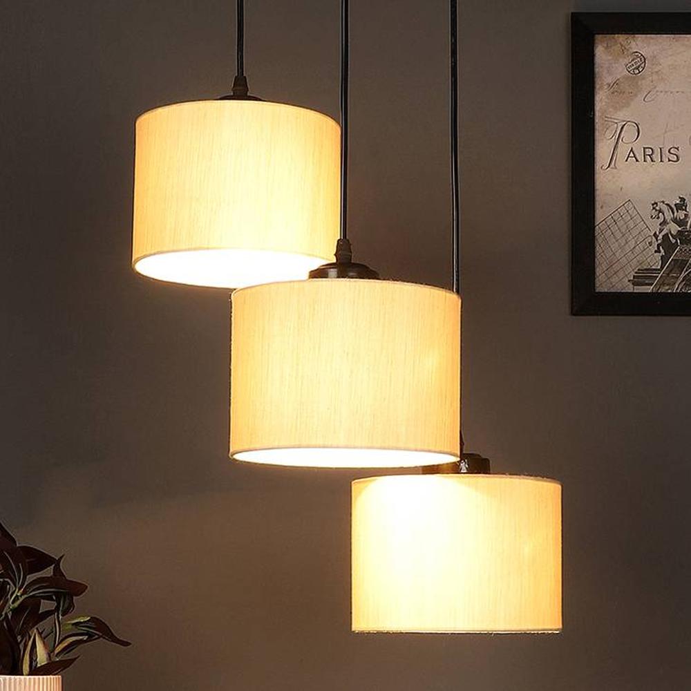 Trevor Off White Fabric Cluster Hanging Light - Devansh