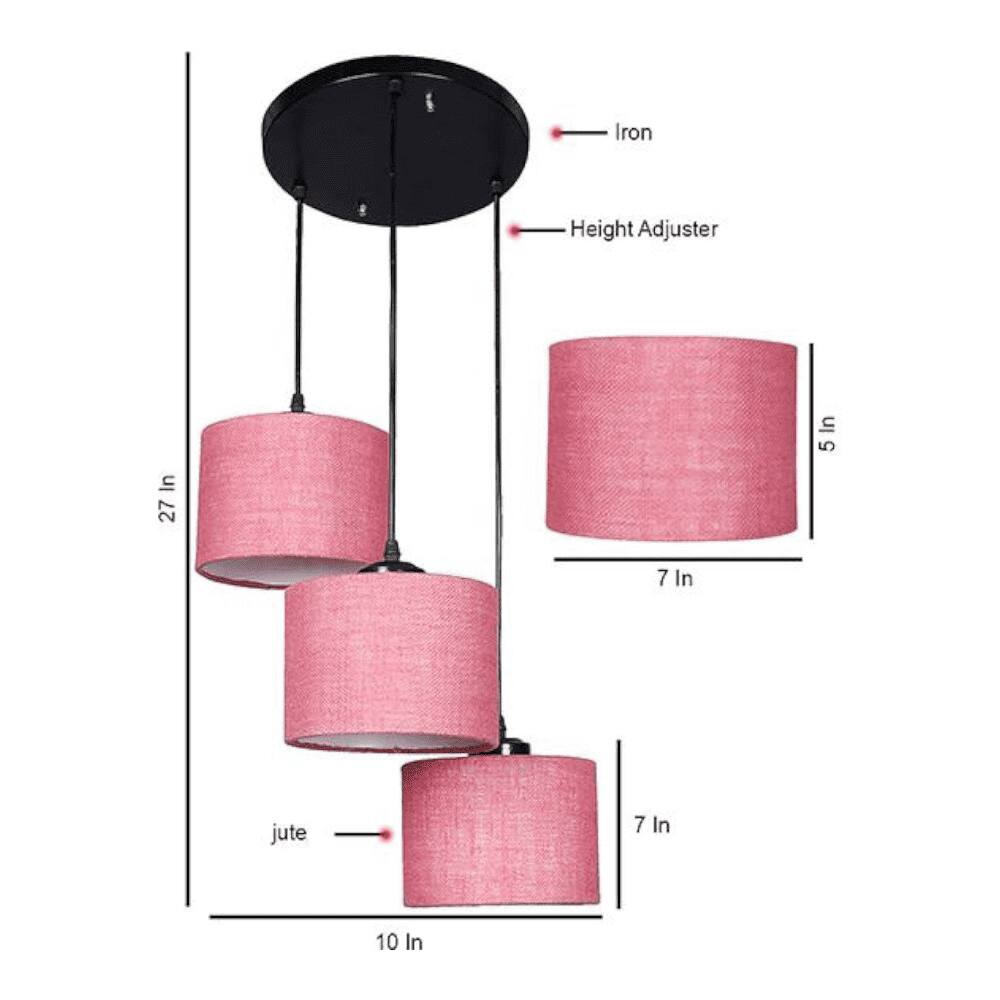 Troy Pink Natural Fiber Cluster Hanging Light