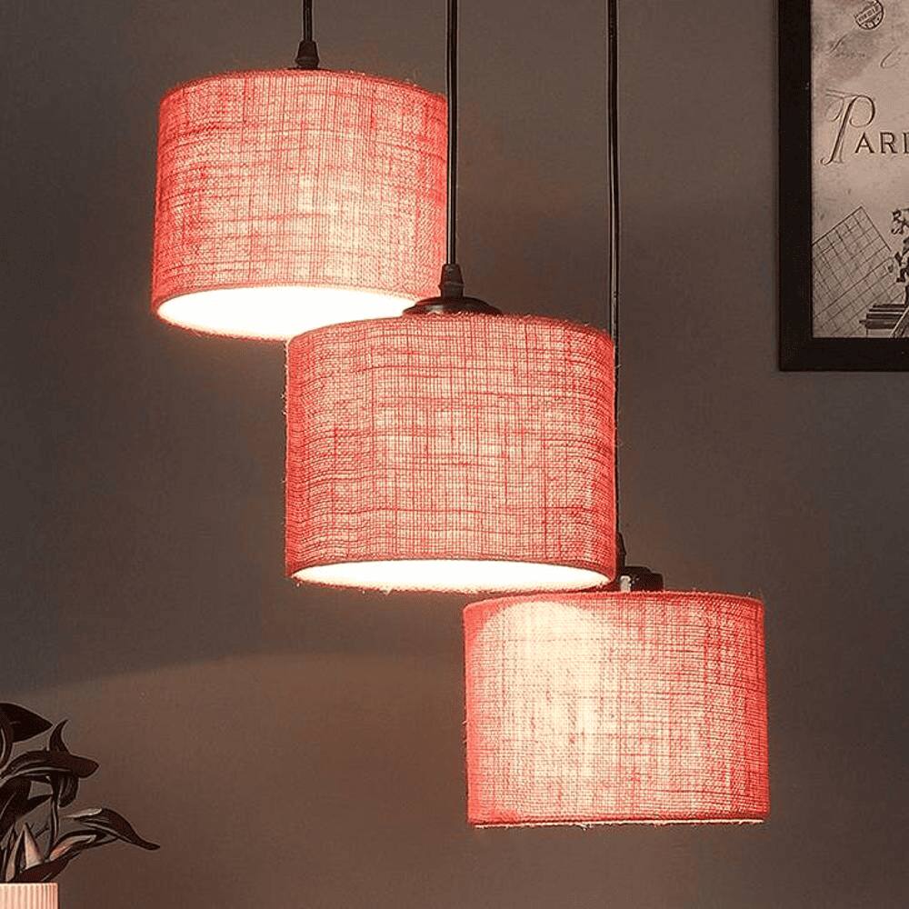 Troy Pink Natural Fiber Cluster Hanging Light