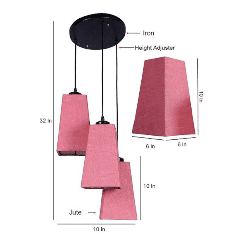 Dalton Pink Natural Fiber Cluster Hanging Light