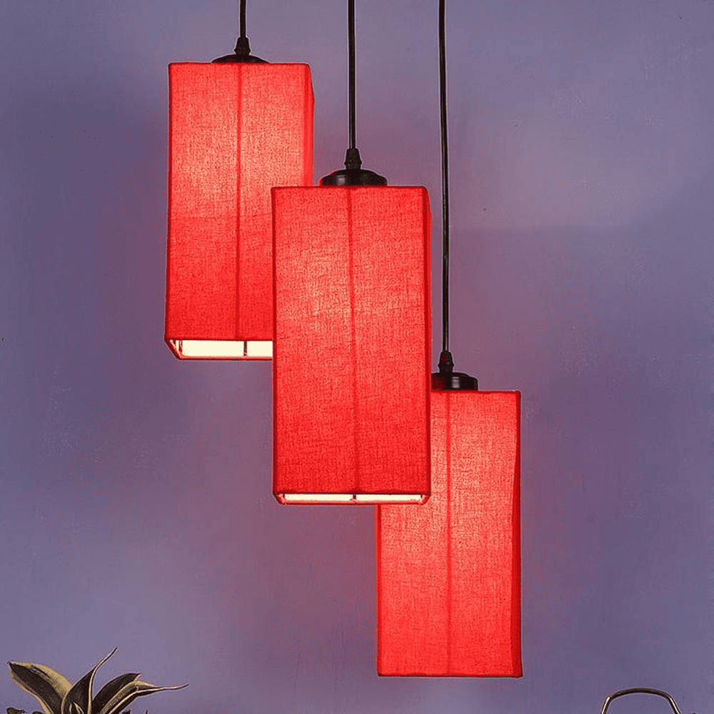 Alijah Red Fabric Cluster Hanging Light
