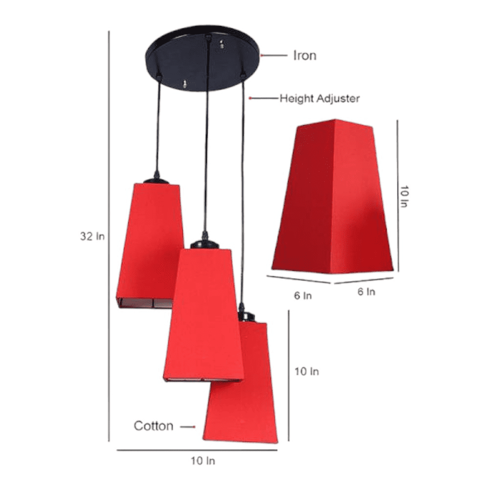 Baylor Red Fabric Cluster Hanging Light