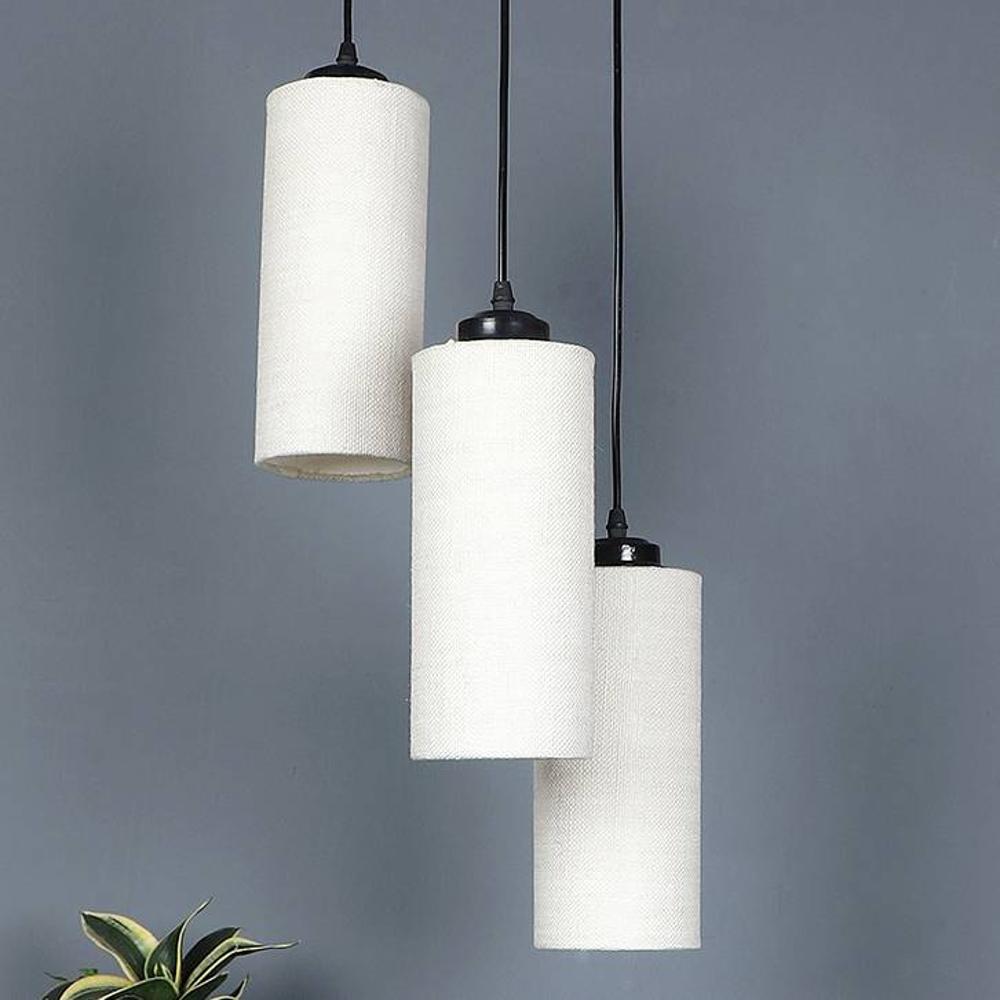 Briggs White Natural Fiber Cluster Hanging Light - Devansh