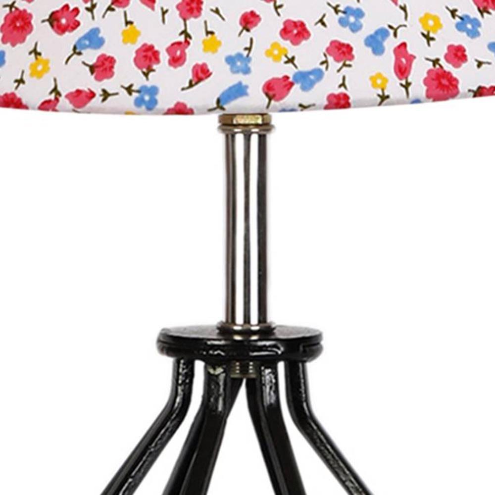 Esme Multicolor cotton Table lamp with Wood & Iron Base