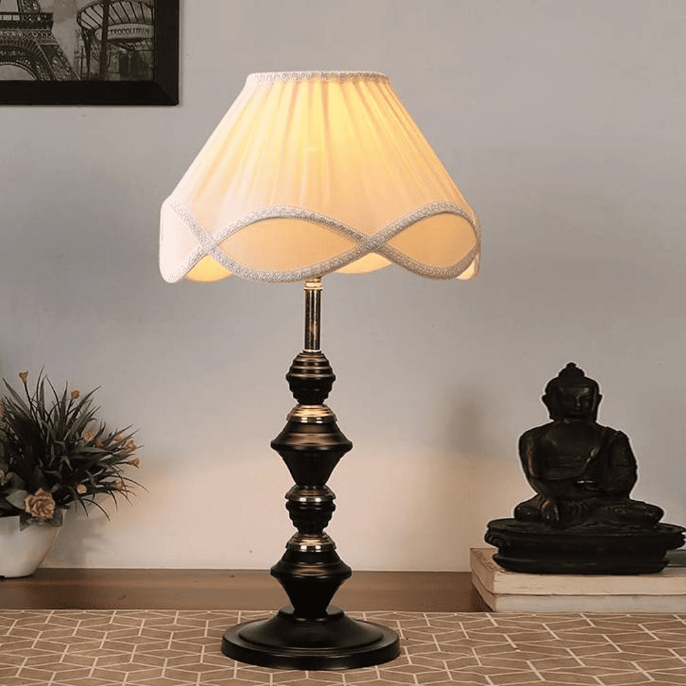 Katie Vintage off-white Shade Table lamp with Iron Base