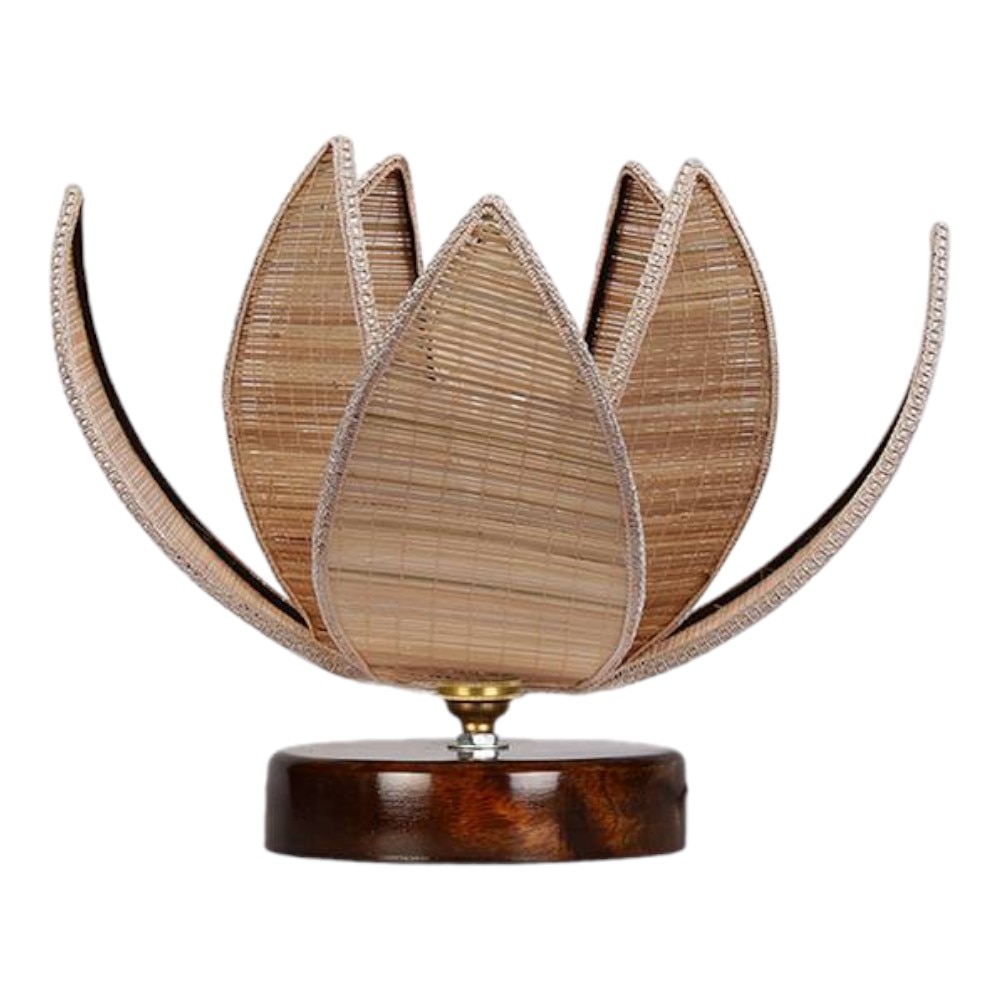 Walter Rose Bamboo table lamp with brown wood base